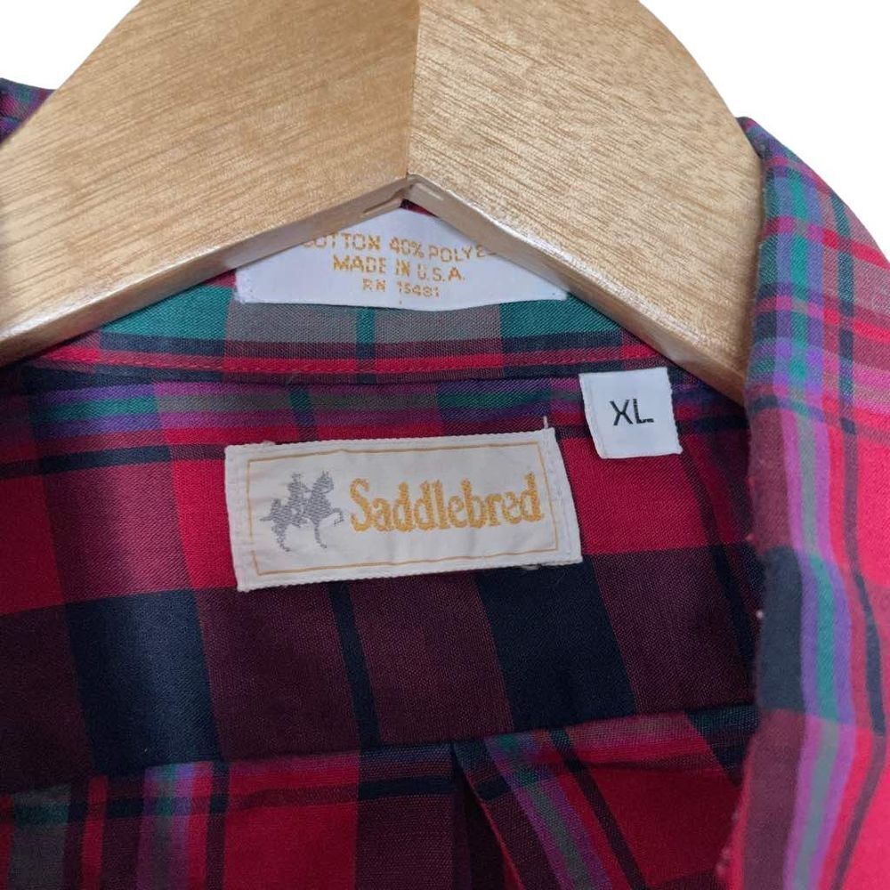 Saddlebred Men's Red Christmas Plaid Button Down Shirt Size XL - Picture 4 of 5